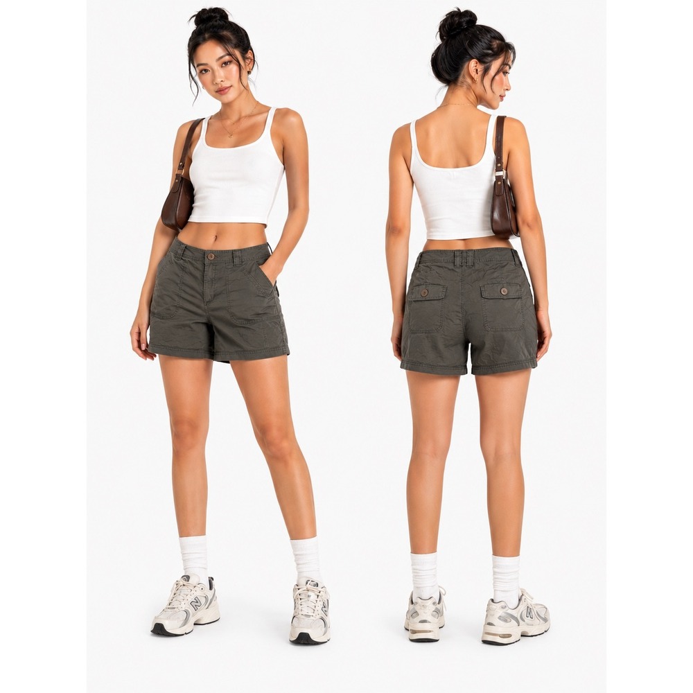 Columbia Utility Shorts‎ Womens 8 Green Cotton Stretch Gorpcore Hiking